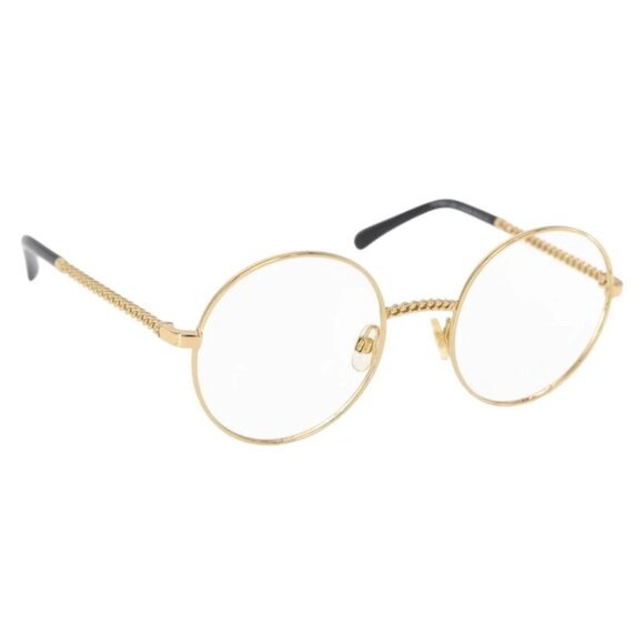 CHANEL Sunglasses frames metal Gold CC Auth 153002
